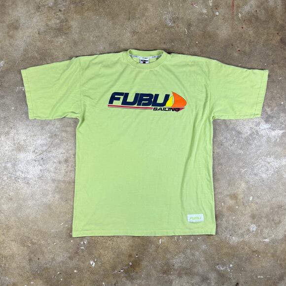Vintage FUBU Sailing T-Shirt Men’s XL Lime Green Oversized Y2K Streetwear - Picture 1 of 10